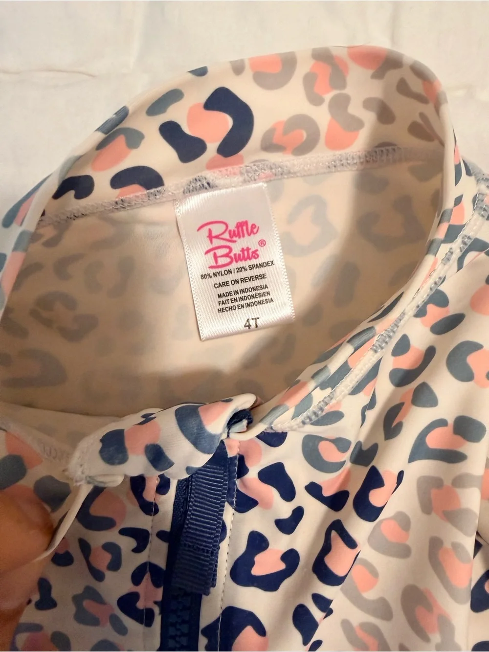Ruffle Butts Pink & Navy Leopard Print Long Sleeve Rashguard Set